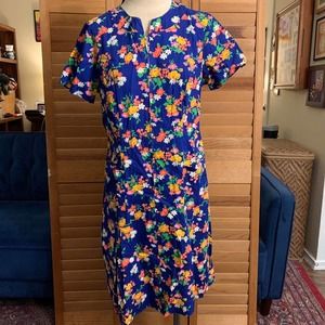 Vintage 60s/70s Mod Rainbow Daisy Dress Shaker Square Large